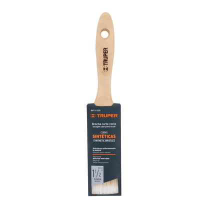BRT-1-1/2S Brocha cerdas sintéticas,mango de madera, corte recto, 1-1/2"