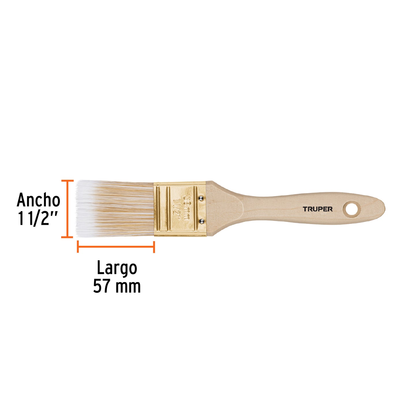 BRT-1-1/2S Brocha cerdas sintéticas,mango de madera, corte recto, 1-1/2"
