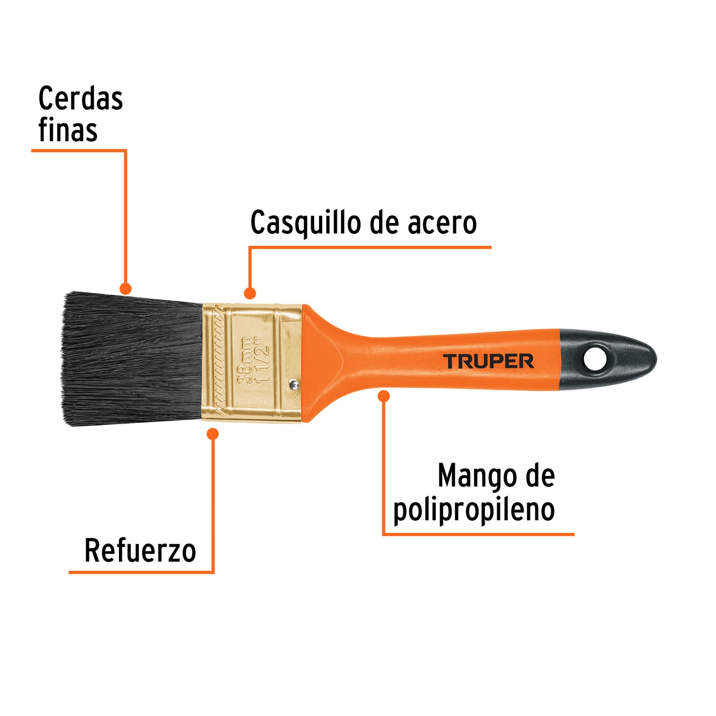 BRT-1-1/2 Brocha 1-1/2" con mango de plástico
