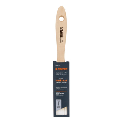 BRT-1S Brocha cerdas sintéticas,mango de madera, corte recto, 1"