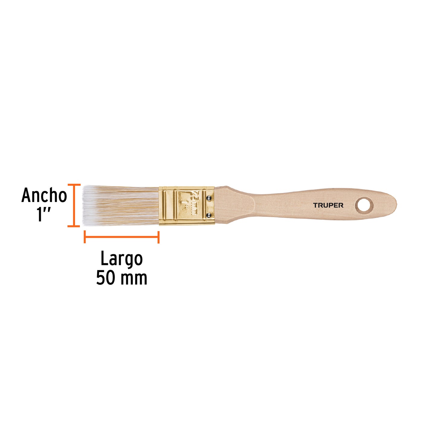 BRT-1S Brocha cerdas sintéticas,mango de madera, corte recto, 1"