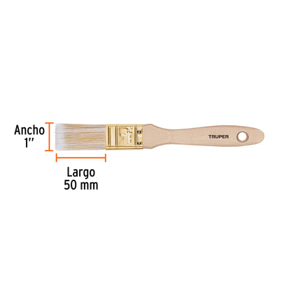 BRT-1S Brocha cerdas sintéticas,mango de madera, corte recto, 1"