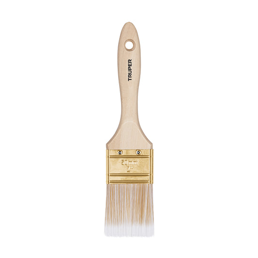 BRT-2S Brocha cerdas sintéticas, mango de madera, corte recto, 2"