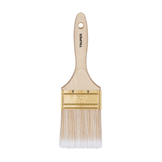BRT-3S Brocha cerdas sintéticas,mango de madera, corte recto, 3"