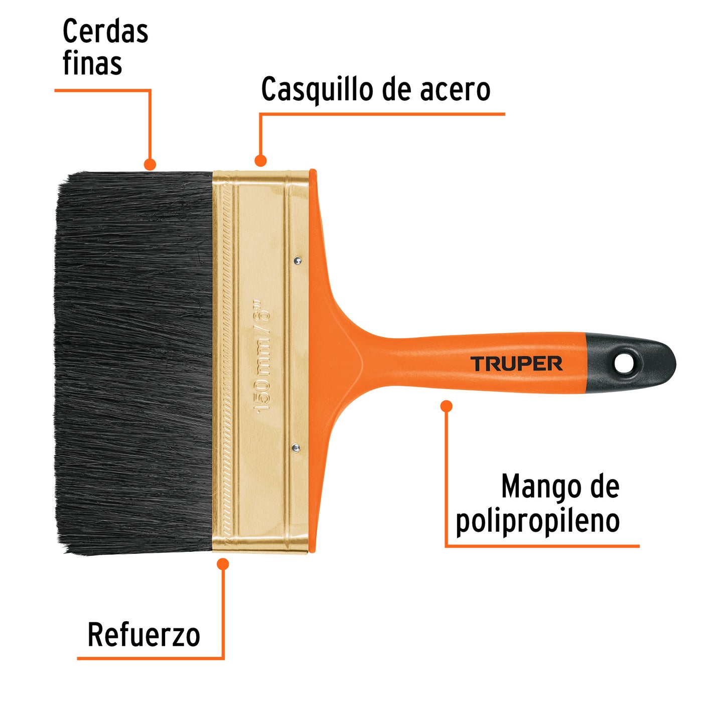 BRT-6 Brocha 6" con mango de plástico