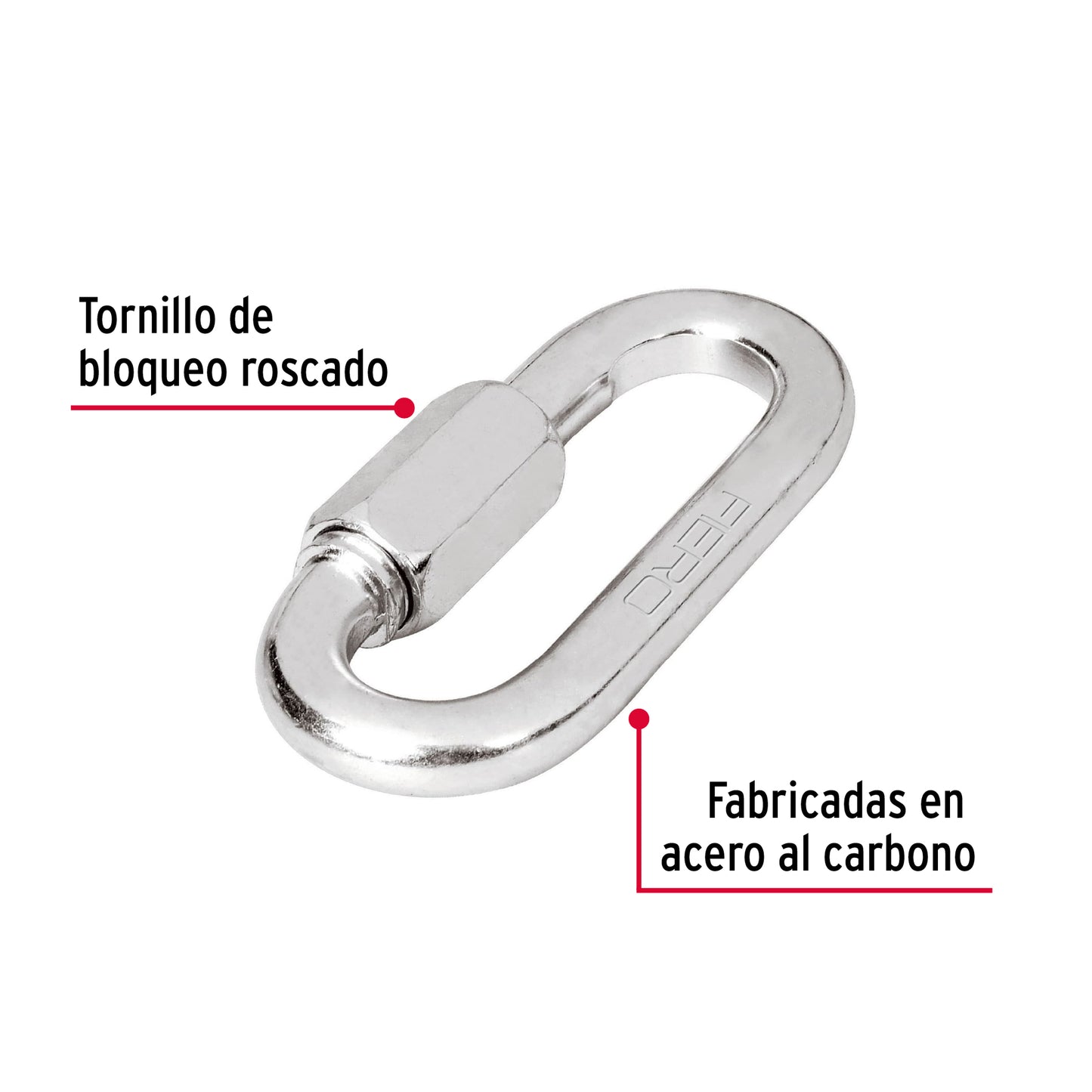 BSE-1/2 Mosqueton de acero con tuerca de seguridad, 1/2'
