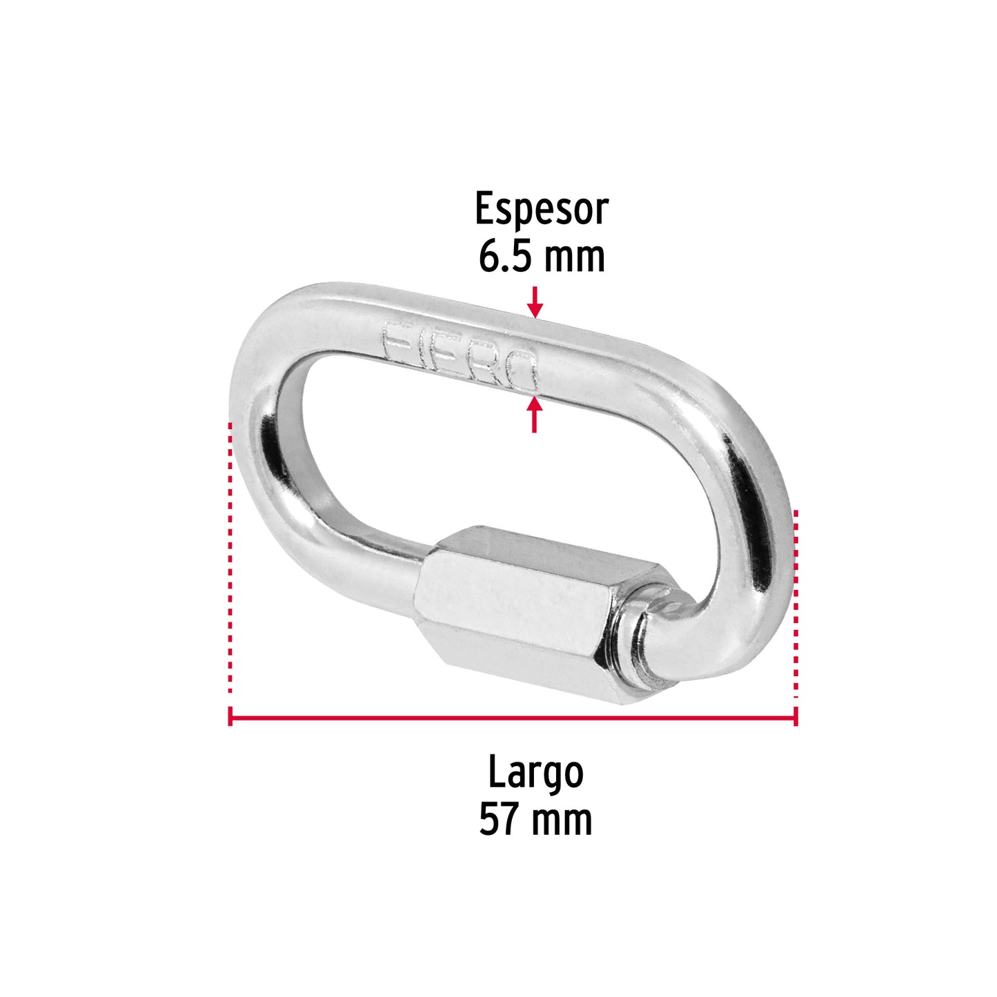 BSE-1/4 Mosqueton de acero con tuerca de seguridad, 1/4'