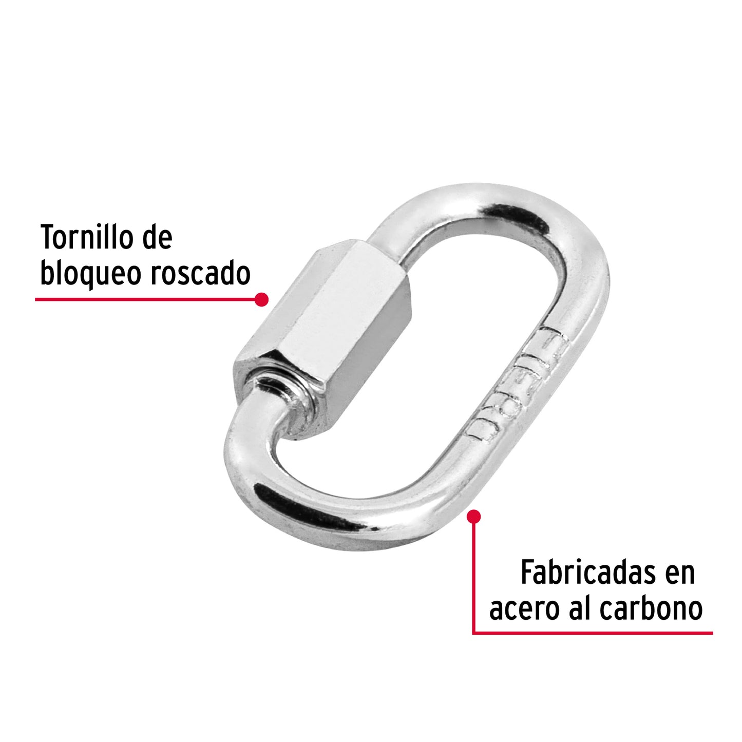 BSE-1/8 Mosqueton de acero con tuerca de seguridad, 1/8'