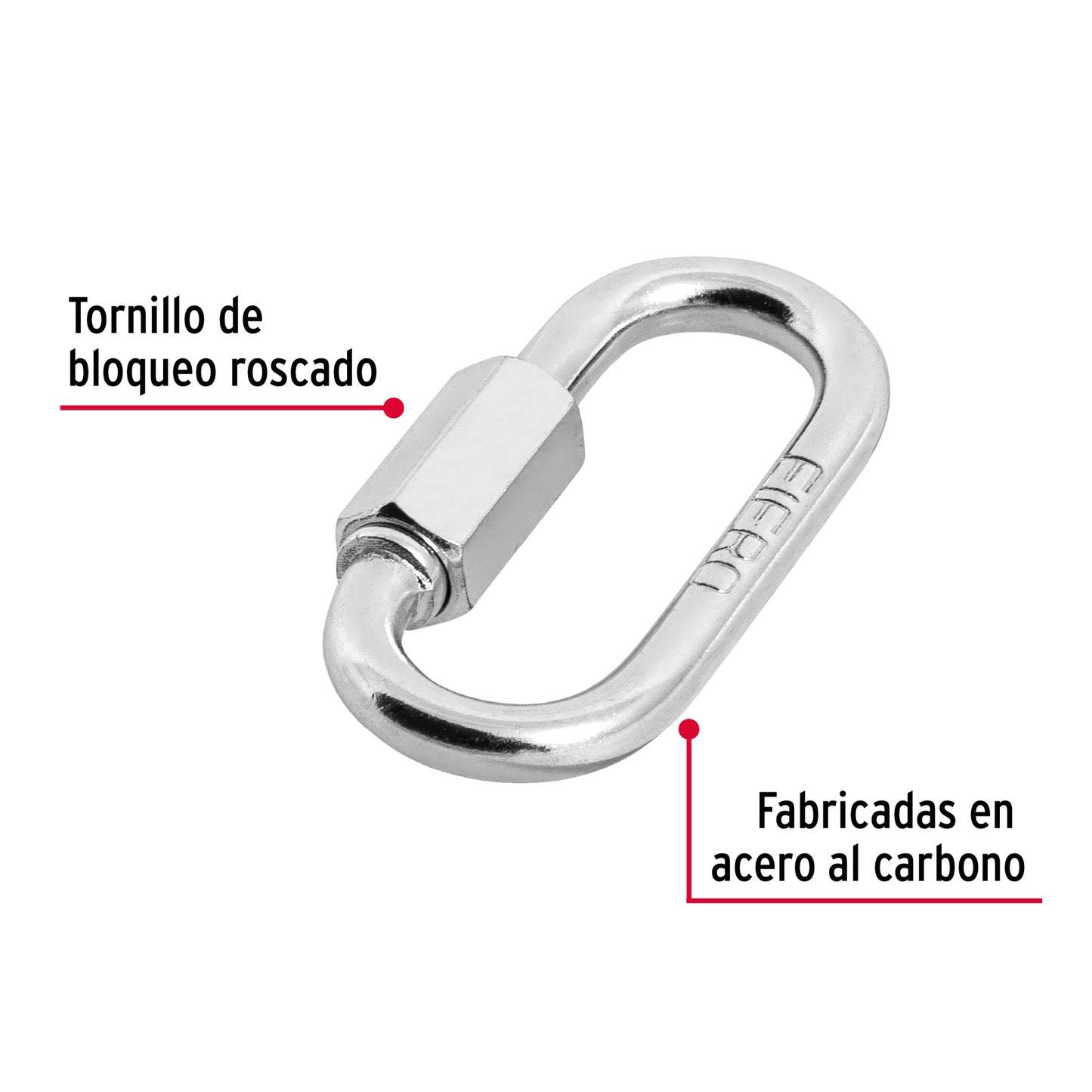 BSE-3/16 Mosqueton de acero con tuerca de seguridad, 3/16'