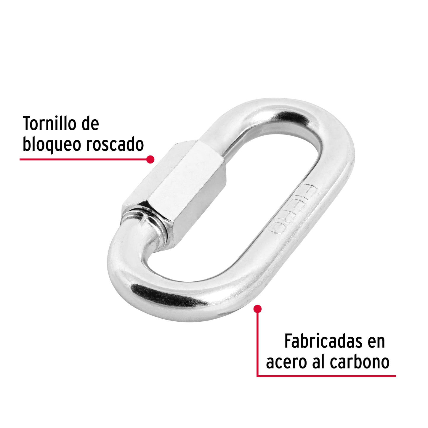 BSE-5/16 Mosqueton de acero con tuerca de seguridad, 5/16'