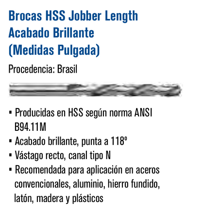 IW1126 Broca HSS 11/32" punta 118° Irwin