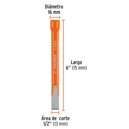 C-1/2X6 Cincel de corte frío, 1/2 x 6'