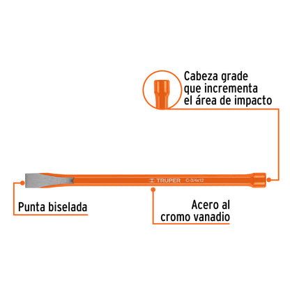 C-3/4X12 Cincel de corte frío, 3/4 x 12'
