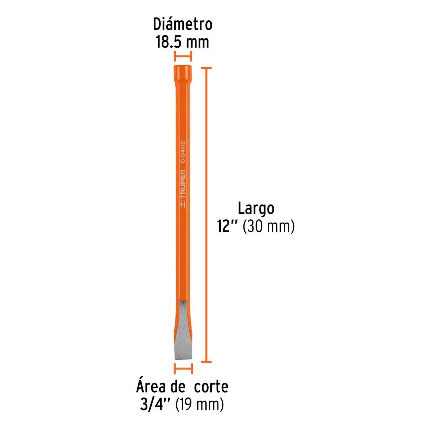 C-3/4X12 Cincel de corte frío, 3/4 x 12'