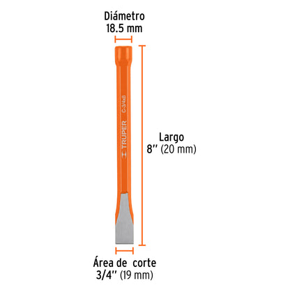 C-3/4X8 Cincel de corte frío, 3/4 x 8'
