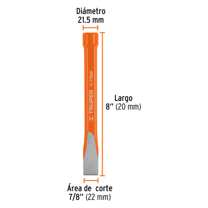 C-7/8X8 Cincel de corte frío, 7/8 x 8'