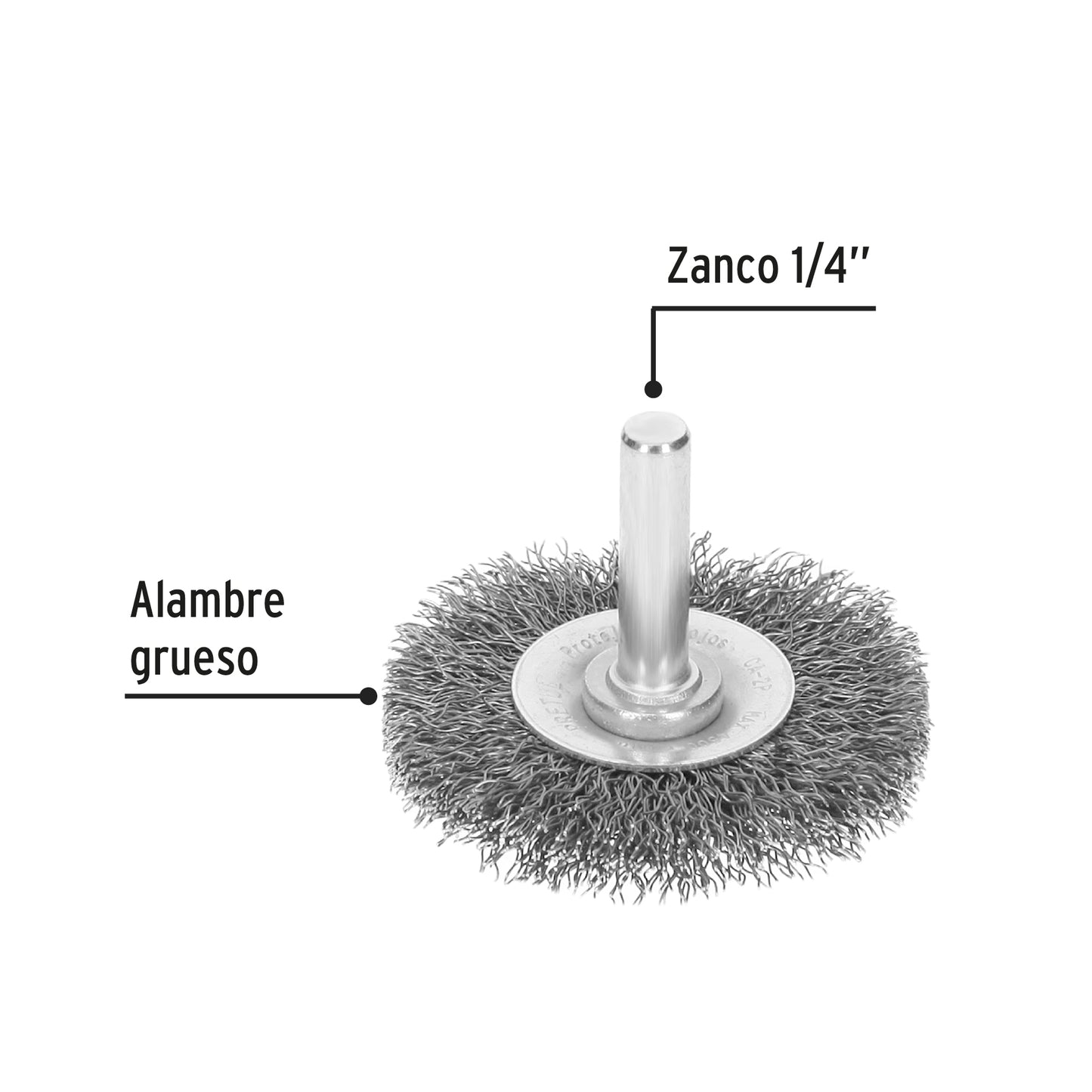 CA-2P Carda circular 2', alambre grueso, para taladro, Pretul