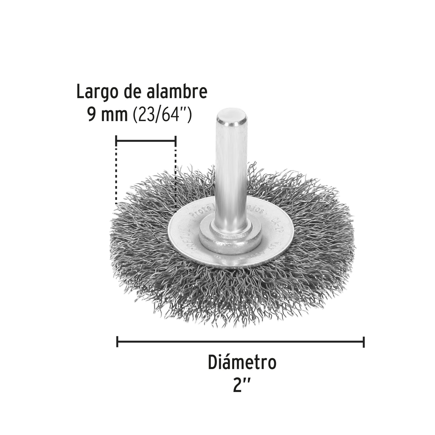 CA-2P Carda circular 2', alambre grueso, para taladro, Pretul