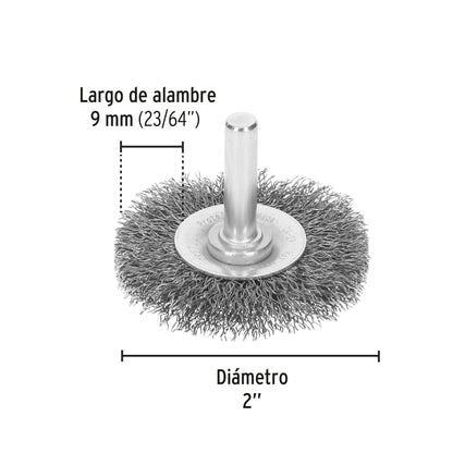 CA-2P Carda circular 2', alambre grueso, para taladro, Pretul