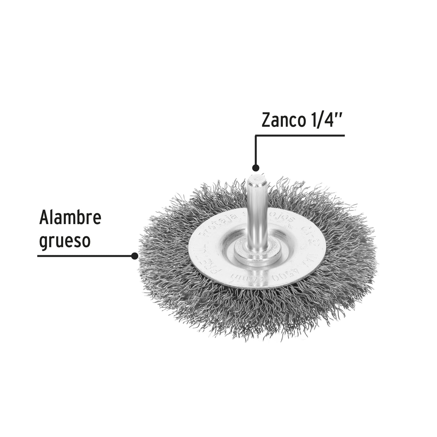 CA-3P Carda circular 3', alambre grueso, para taladro, Pretul