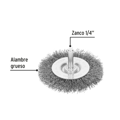 CA-3P Carda circular 3', alambre grueso, para taladro, Pretul