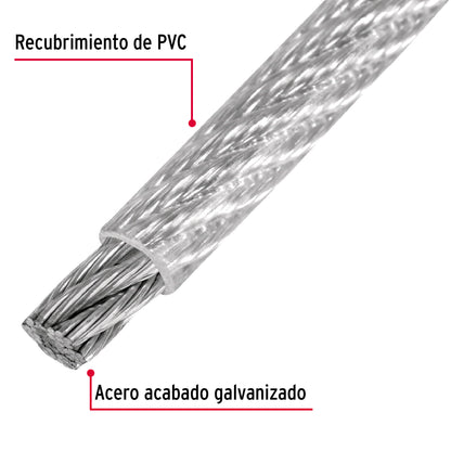 CAB-1/4FX Guaya flexible de acero 1/4", recubierto PVC