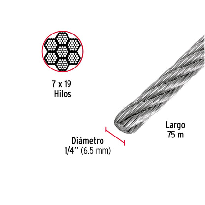CAB-1/4F Cable flexible de acero 1/4"