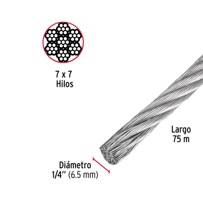 CAB-1/4R Guaya de acero 1/4"