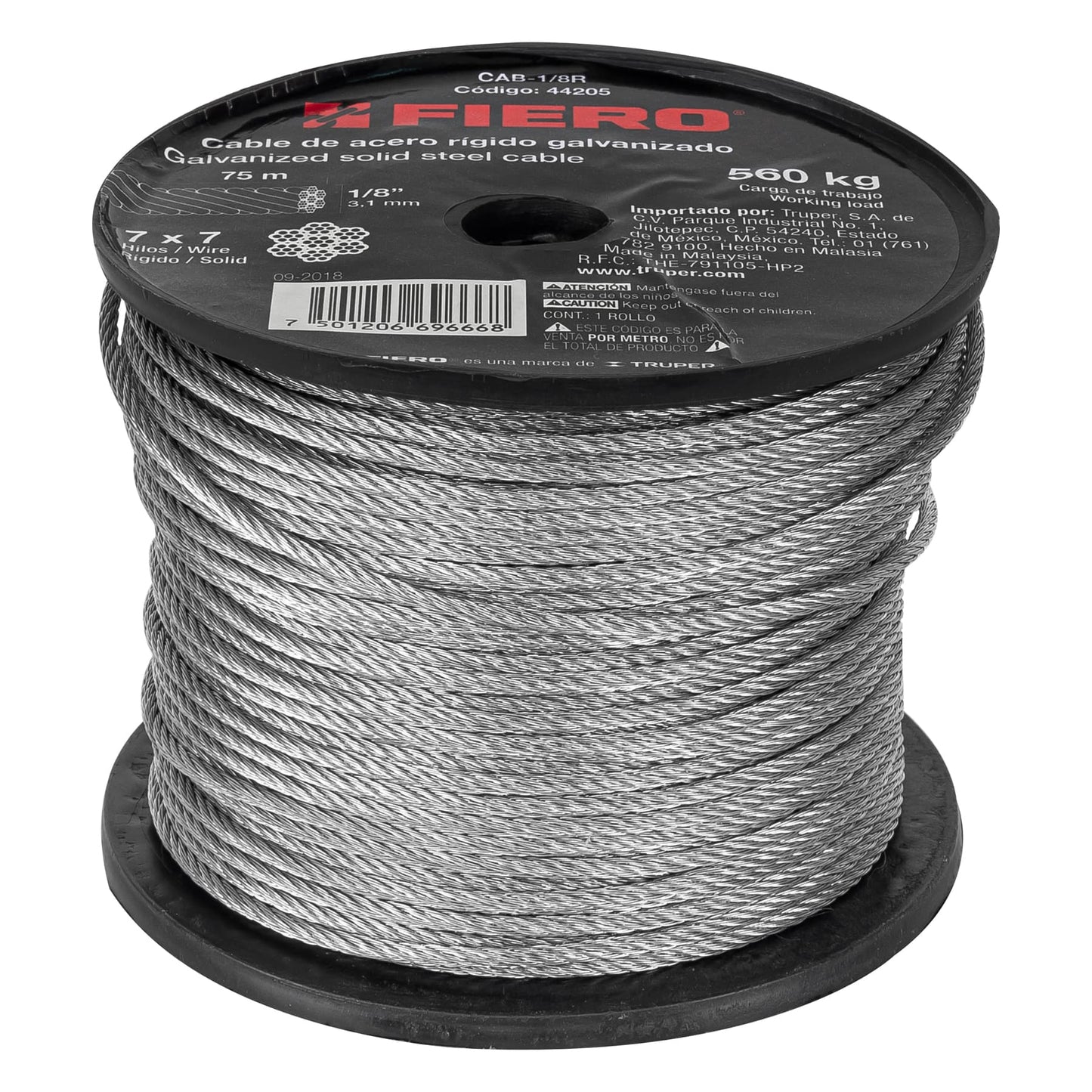 CAB-1/8R Guaya de acero 1/8"