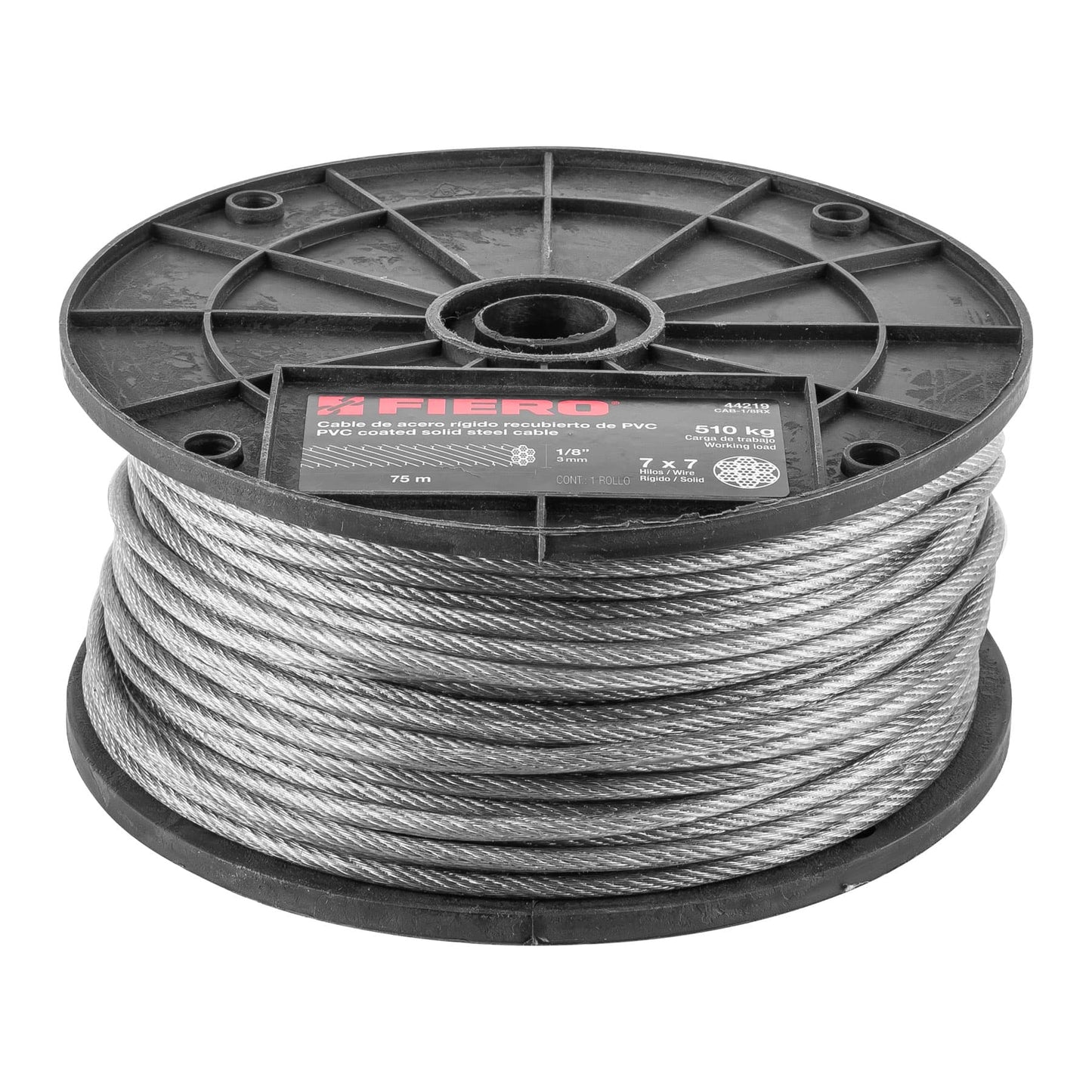 CAB-1/8RX Guaya de acero 1/8", recubierto PVC