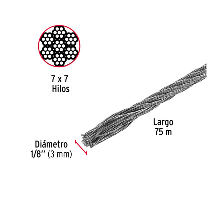 CAB-1/8R Guaya de acero 1/8"