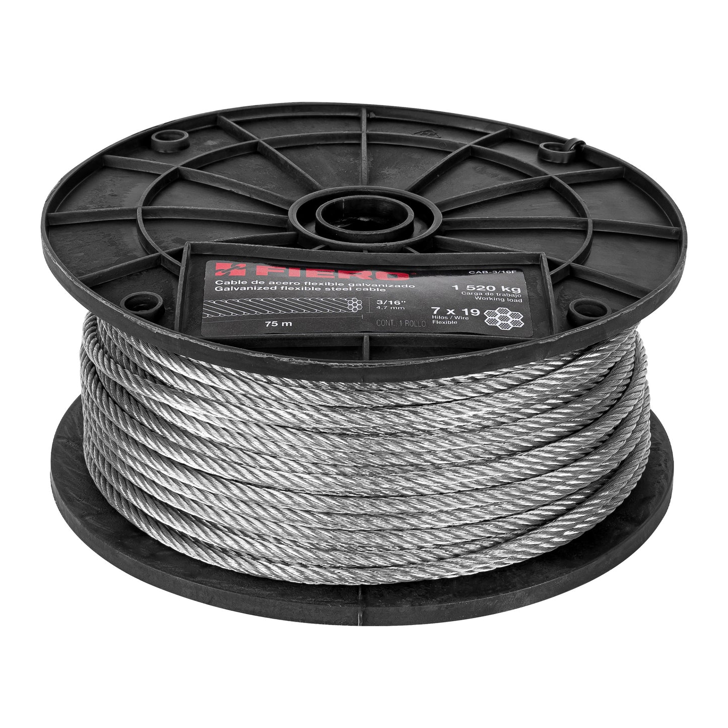 CAB-3/16F Cable flexible de acero 3/16"