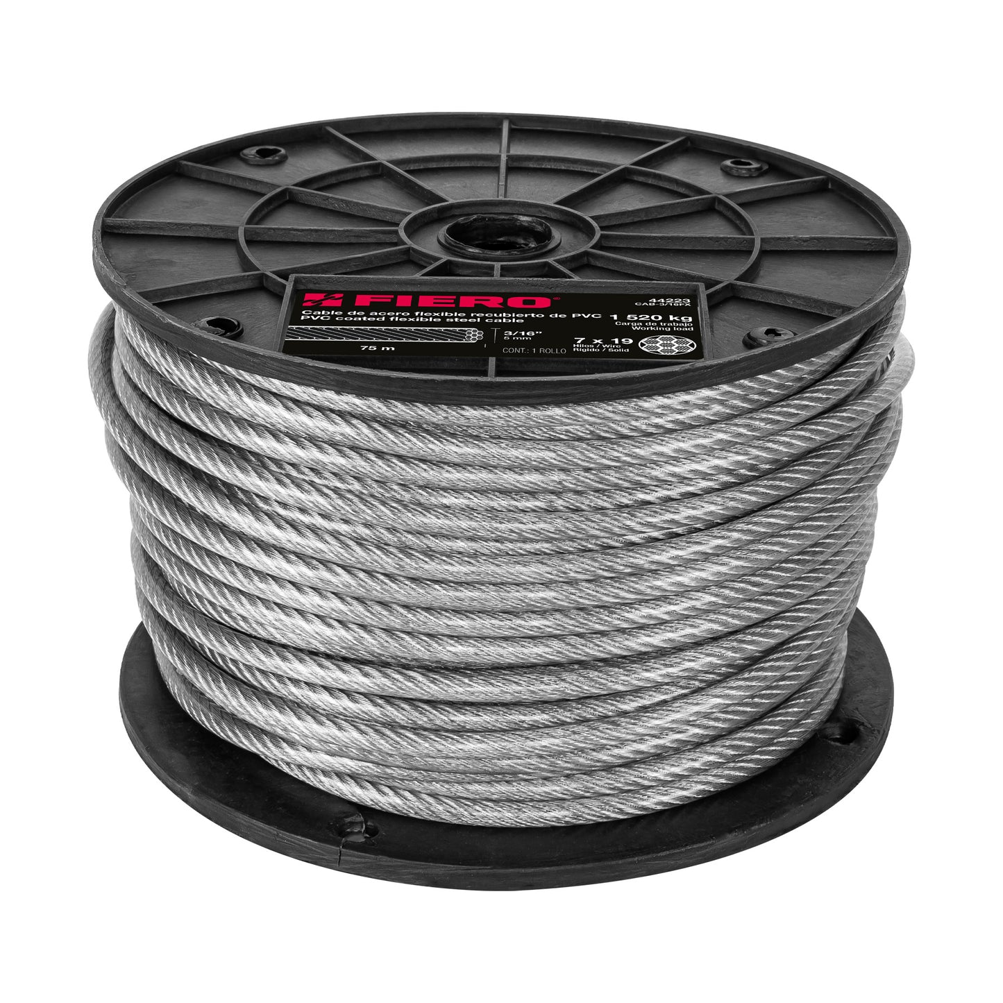 CAB-3/16FX Guaya flexible de acero 3/16", recubierto PVC