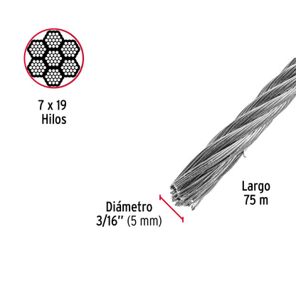 CAB-3/16F Cable flexible de acero 3/16"