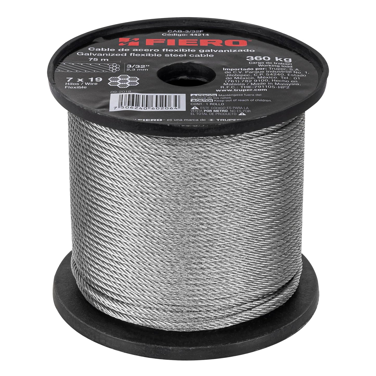 CAB-3/32F Cable flexible de acero 3/32"