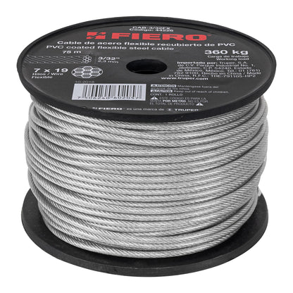 CAB-3/32FX Guaya flexible de acero 3/32", recubierto PVC