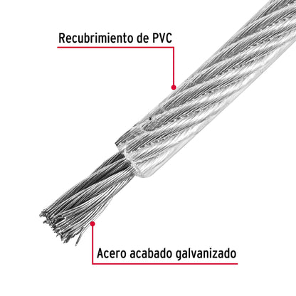 CAB-3/32FX Guaya flexible de acero 3/32", recubierto PVC