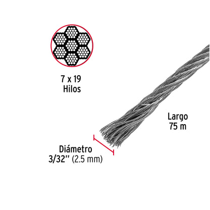 CAB-3/32F Cable flexible de acero 3/32"