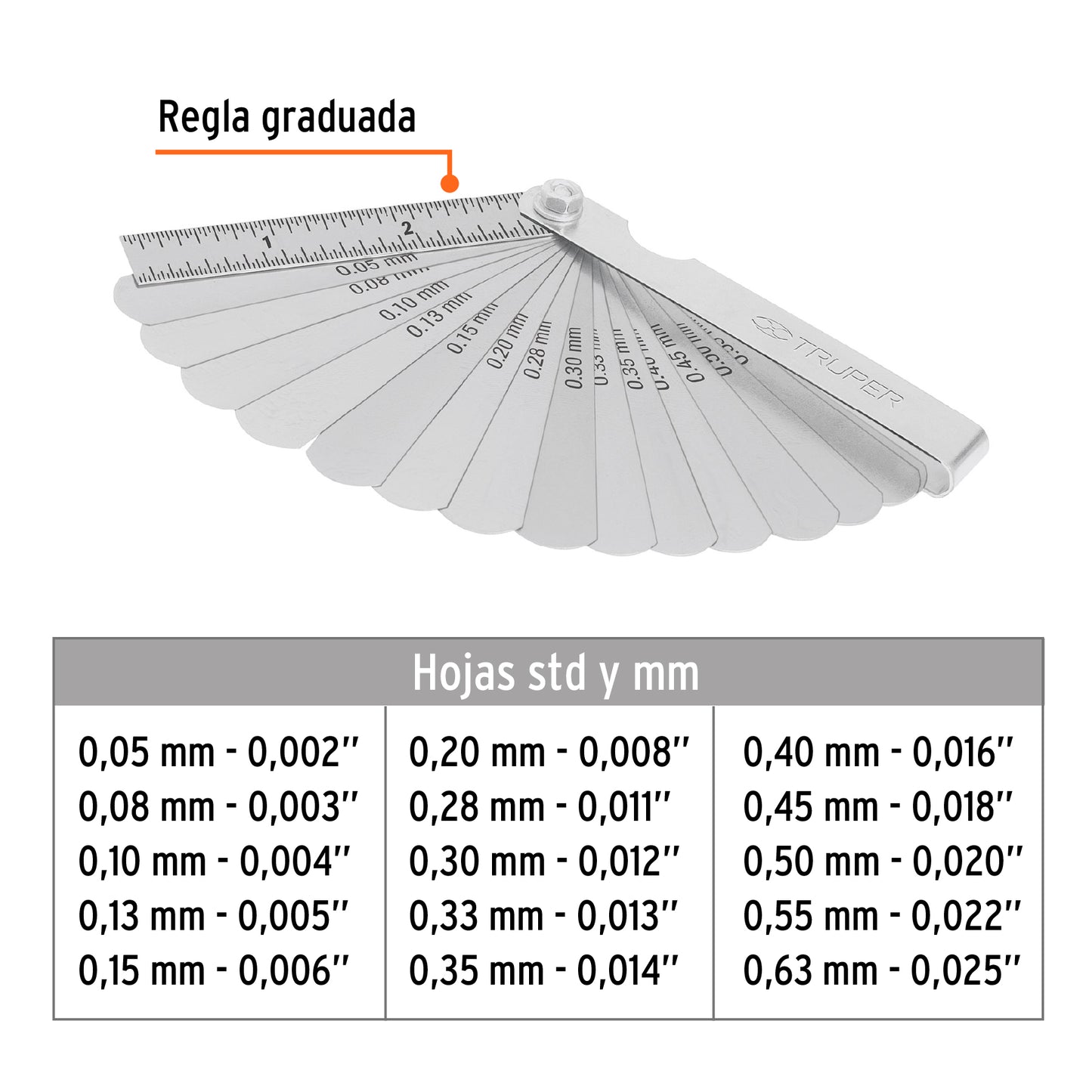 CAL-15 Calibrador de galgas, 15 hojas