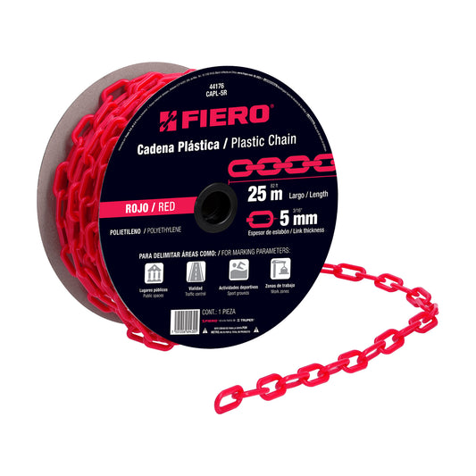 CAPL-5R Metro de cadena de plástico de 5mm, roja