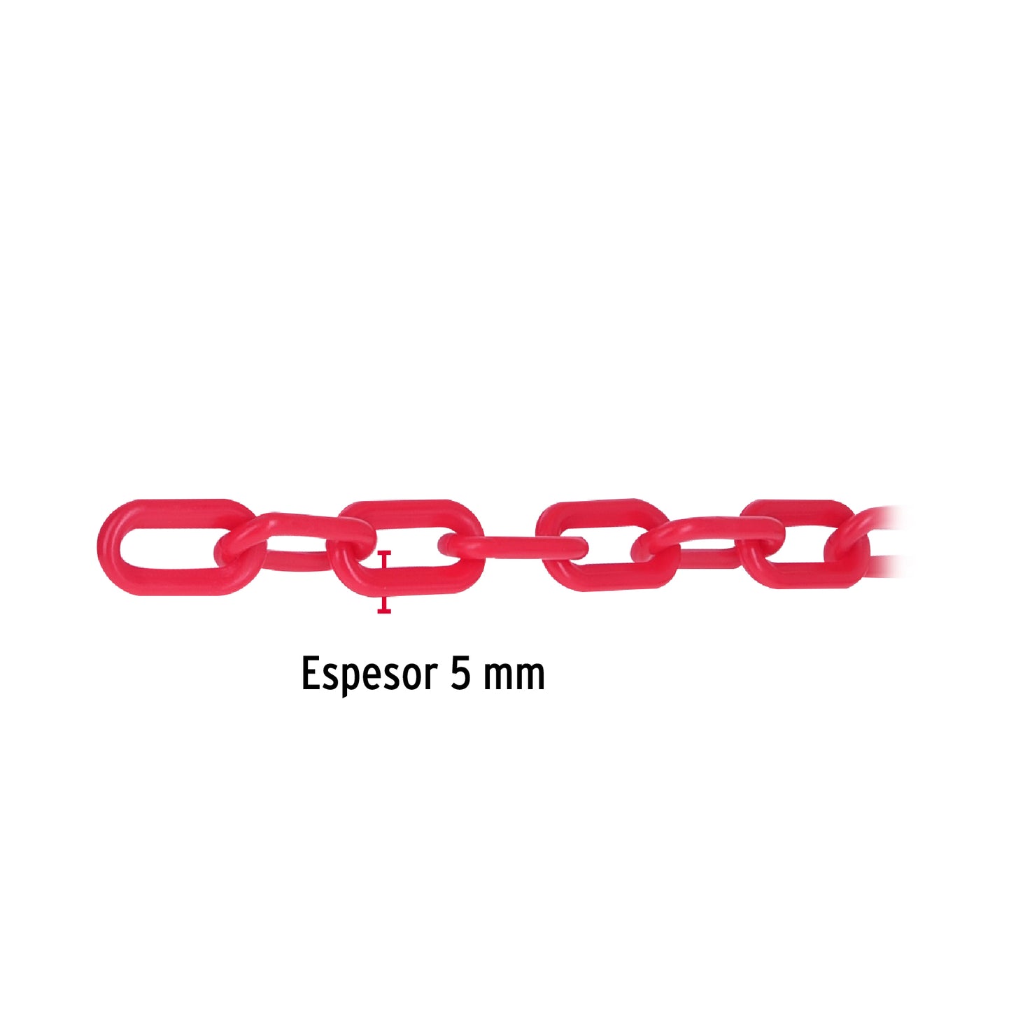 CAPL-5R Metro de cadena de plástico de 5mm, roja