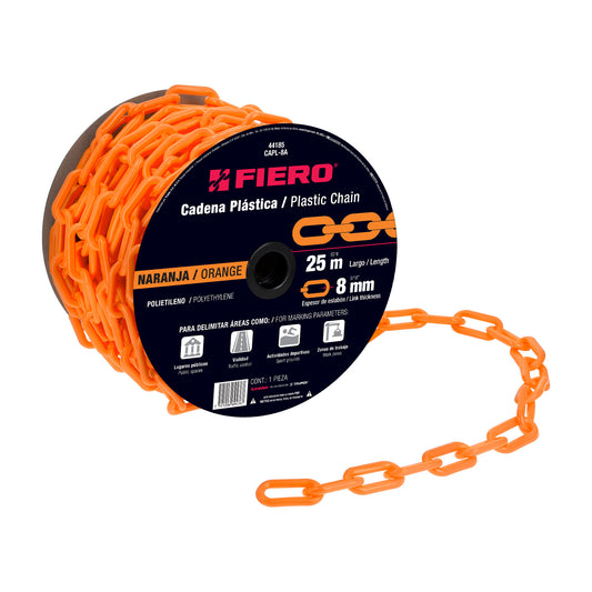 CAPL-8A Metro de cadena de plástico de 8mm, naranja
