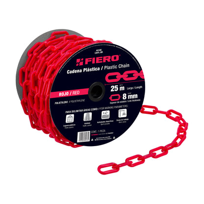CAPL-8R Metro de cadena de plástico de 8mm, roja