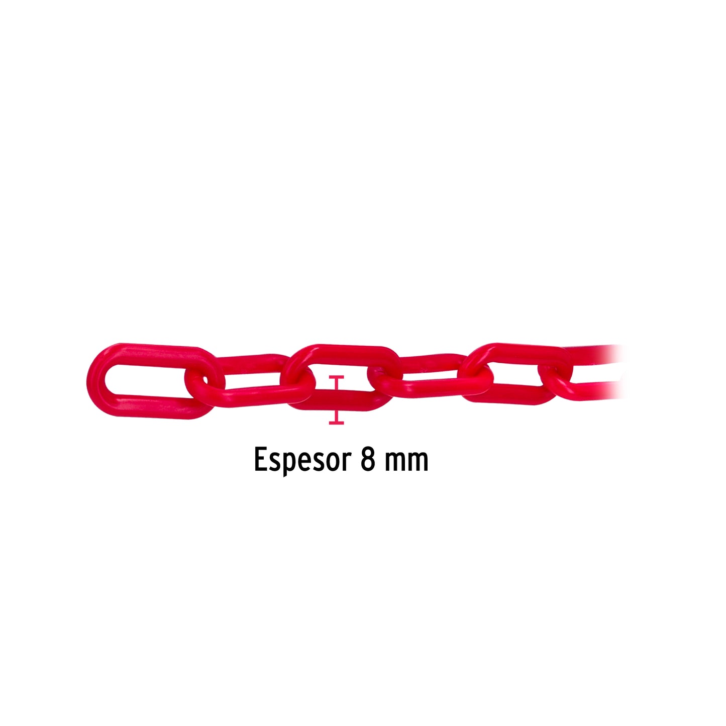CAPL-8R Metro de cadena de plástico de 8mm, roja