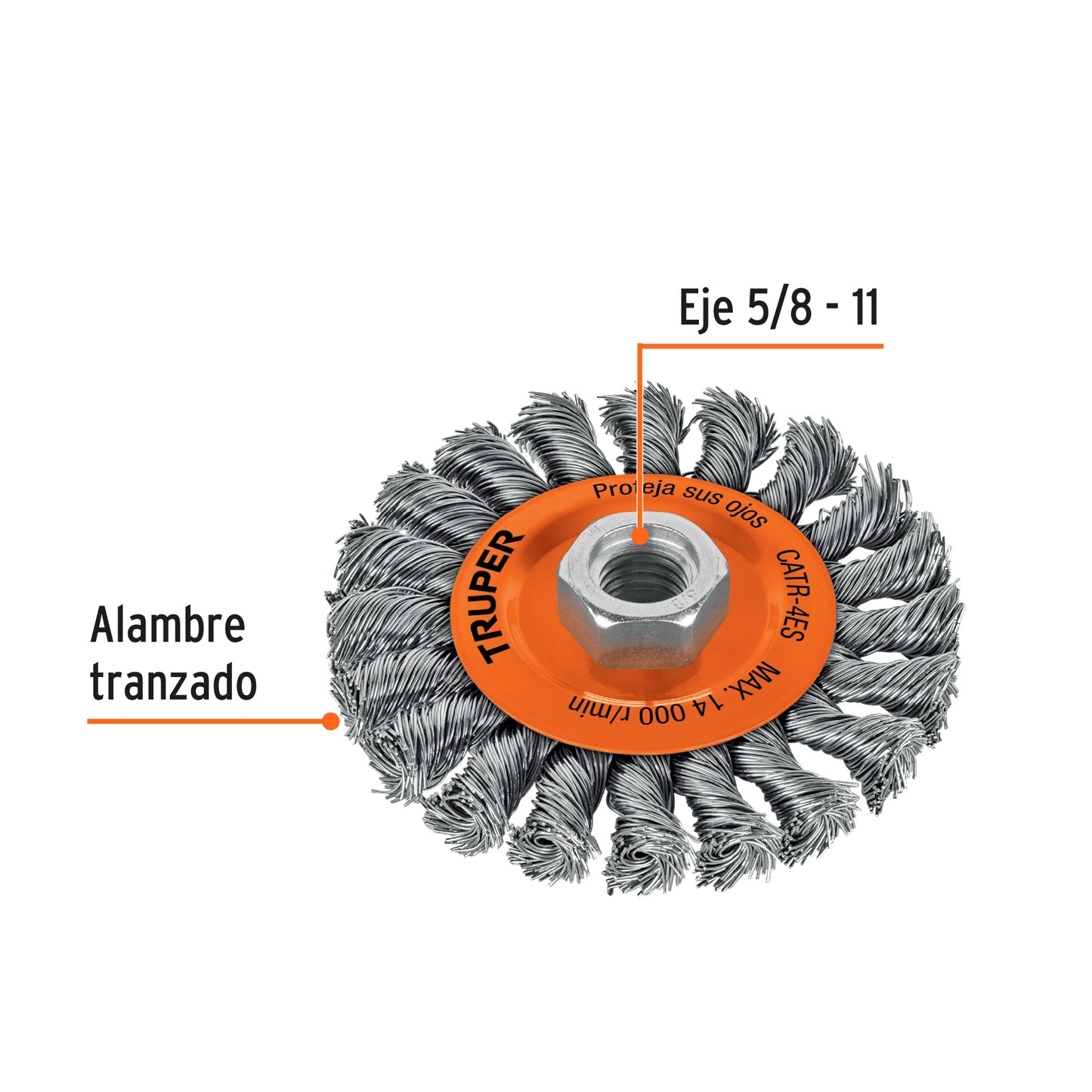 CATR-4ES Grata cir. trenzada p/esmeriladora 4"