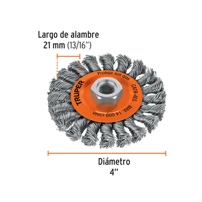 CATR-4ES Grata cir. trenzada p/esmeriladora 4"