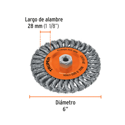 CATR-6E Grata trenzado, 6 x 3/4' para esmeriladora
