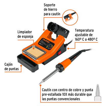 CAU-48ES Cautín profesional c/estación para electrónica de 48 Watts