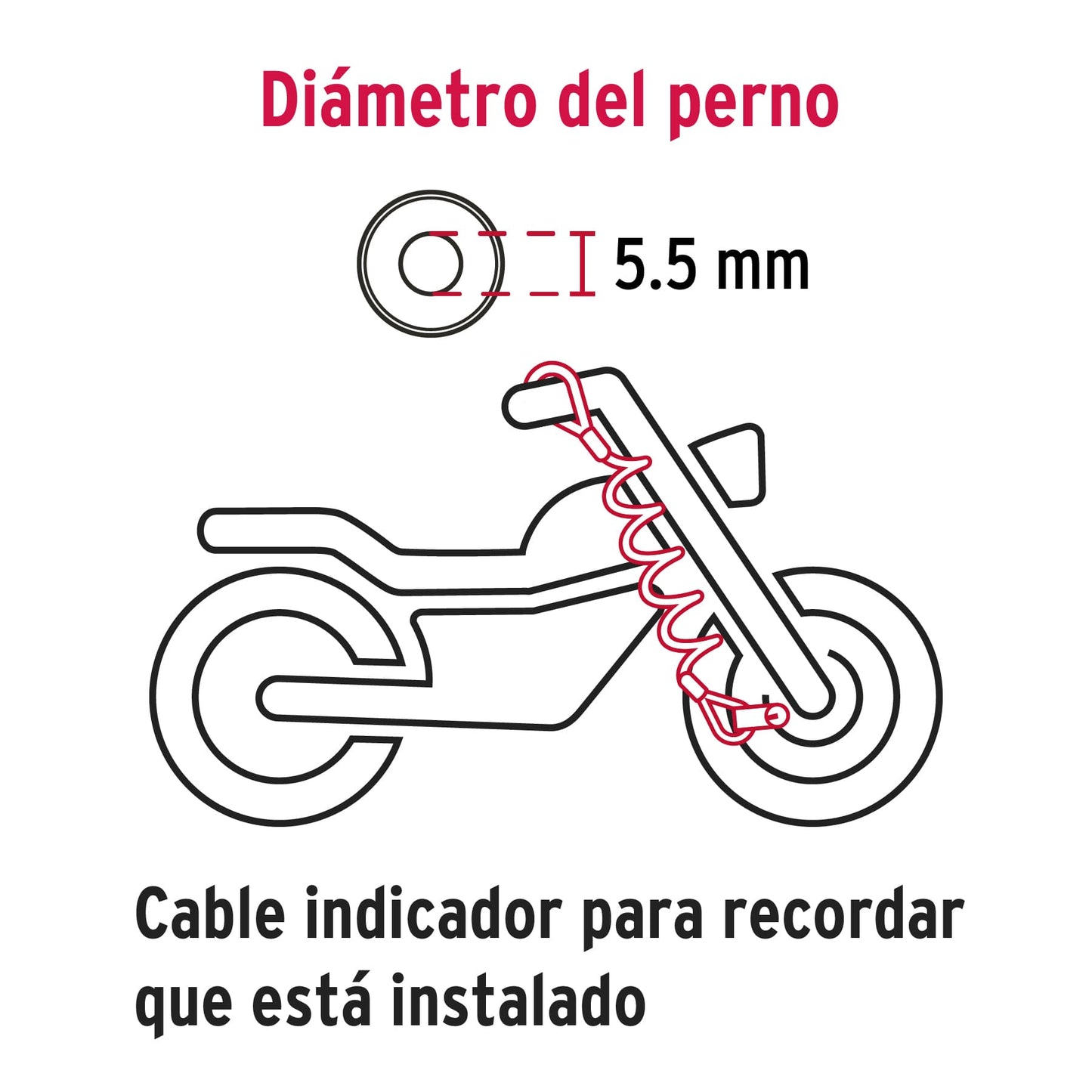 CB-55 Candado para disco de motocicleta, perno de 5.5 mm