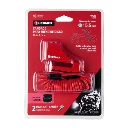 CB-55 Candado para disco de motocicleta, perno de 5.5 mm